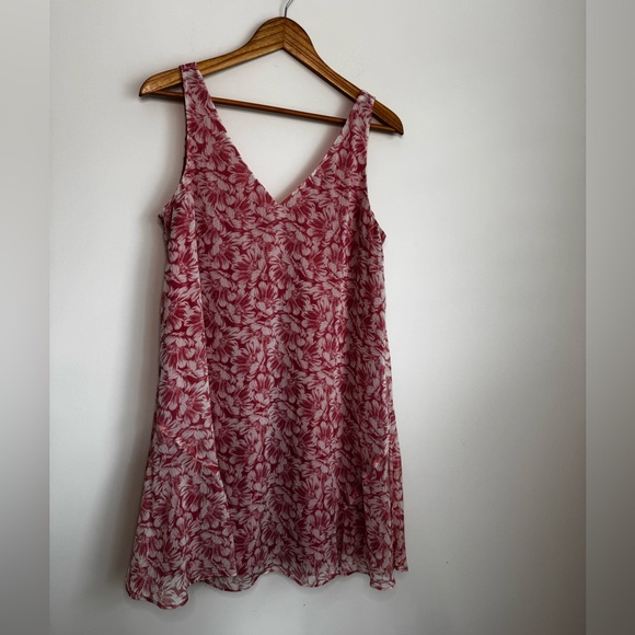 Floral Pink and White Chiffon Mini Sundress - Picture 3 of 7